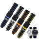 君禾雅适用于硅胶表带男马克华菲FW8228 FW6180 FW6210机械手表带20 22m 黑间蓝色 20mm