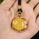 OUCERNY OUCERNY beeswax pendant S925 silver with diamond natural rough stone unoptimized amber full of honey chicken oil yellow round plate pendant