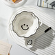 Persson double-ear ceramic bowl with spoon set soup bowl noodle bowl high-looking breakfast bowl smiling face 6-inch double-ear bowl + twisting spoon