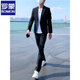 ROMON high-end suit suit for men, business casual, versatile suit, two-piece suit, Korean version, slim fit groom's wedding dress, light gray two-piece suit (suit + pants) 2XL Recommendation 135Jin Jin is equal to 0.5kg -149Jin Jin is equal to 0.5kg