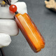 Fuwanzhe Natural Beeswax Leather Pendant Baltic Russian Amber Beeswax Square Handpiece 14.94g