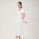 Fans Lane French romantic bow design dress 2024 summer new square neck skirt 12392 white XL