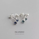 ISLANDIO natural tanzanite 3mm sapphire earrings London blue topaz mini sterling silver earrings for women Tanzanite 3mm | silver pair