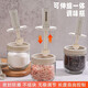 New glass seasoning jar telescopic spoon sealed seasoning integrated moisture-proof kitchen seasoning bottle household MSG salt shaker set new seasoning jar single piece 300ml