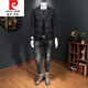 Pierre Cardin autumn and winter new suit collar cotton jacket men's trendy slim youth suit casual warm cotton jacket black M recommended 80-110Jin Jin equals 0.5 kg