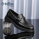 Goldlion Men's Loafers Leather Shoes Comfortable Slip-On Business Casual Shoes G550310452AAB-Black-40 Size