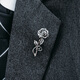 Mingyang Decorative Sea MYSH 925 silver rose brooch men's original retro high-end suit corsage pin birthday gift rose brooch + brand black gift box