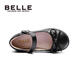Belle Kids's Shoess Girls's Black Leather Shoes Spring и осенняя мягкая подошва детская обувь для студентов средних деть