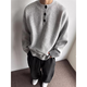 Jufeng light gray Henry collar velvet sweater men's autumn and winter lazy style high-end knitted sweater thickened American polo gray velvet upgraded model 95% users choose 2XL