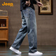 JEEP Jeep high-end men's jeans men's 2025 autumn and winter new loose wide-leg pants casual straight long pants men's pants