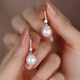 Su Shiliu 999 silver imitation pearl earrings for women, retro high-end ear hooks, birthday gifts for girlfriend, wife and mother, 999 silver bead earrings 12mm