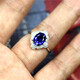 DL 1998 Tanzanite sapphire new blue ring silver women's single ring blue colored treasure accessories Japanese and Korean lovers silver live mouth (main stone 7X9mm) B0