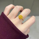 QMXD gold ring women's sugar cube ring ring women's imitation sand gold will not fade for a long time 520 birthday gift for girlfriend sugar cube ring