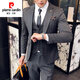 Pierre Cardin suit men's professional groomsmen Korean style groom wedding dress formal business slim casual suit for men black (three-piece suit) jacket + vest + trousers + shirt + gift L 50 Weight -120Jin Jin is equal to 0.5 kg