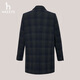 
HAZZYS men's winter mid-length woolen jacket wool blended plaid coat men's ABSZH0BDH31 Navy NV L (175/96A 48)