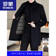 ROMON woolen coat men's mid-length double-sided woolen down lining coat autumn and winter thickened stand-up collar windproof coat M 95-115Jin Jin equals 0.5 kg M HYX-N24628 black stand-up collar wool double-sided woolen coat available