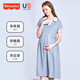 Fisher-Price American Fisher Maternity Dress Summer 2025 Maternity Dress Summer Lapel T-shirt Fashion Loose Large Size Skirt Gray Dress + Skin Color Safety Pants L[120-135Jin[Jin equals 0.5 kg] suitable for wearing]
