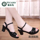 Woodpecker 2024 new thick heel sandals for women summer fish-billed women's shoes sexy high heels for women black mother shoes women's middle heel black 36