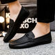 She Mengduo men's beans shoes Korean versatile business casual leather shoes breathable non-slip men's shoes 2022 summer one-foot single shoes d826 black 39
