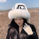 Yinghui's new temperament mink fisherman hat for women in autumn and winter, warm fox fur hat, cute face-showing small real fur lion hat, off-white, one size fits all