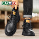 卡帝乐鳄鱼（CARTELO）马丁靴男黑色英伦中帮工装鞋2024新款秋冬款休闲高帮鞋 黑色-厚底潮流-7371 38 标准皮鞋码