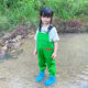 Children's one-piece water play overalls, sand play clothes, rain pants and rain boots for men and women, children's pink overalls, height 90-shoe size 24