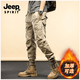 Jeep-Arbeitshose für Männer im Frühjahr und Herbst neue Freizeithosen für Männer losen Kleidung-resistenten trendigen Trends mittleren Alters und Füße von Jugendlichen 679 Khaki#regulärer Stil 32 (Empfohlen 130-145 Jin [Jin gleich 0,5 kg]))