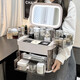 Yunya cosmetics storage box desktop LED light with mirror multi-functional all-in-one dressing table storage rack lipstick storage cabinet elegant white all-in-one portable model