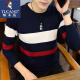 
Woodpecker round neck sweater base autumn and winter youth Korean style slim striped sweater trendy men's thin sweater 992 gray XL