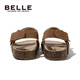 Belle children's shoes, girls' beach shoes, summer new open-toe boys' sandals, children's Birkenstock shoes, medium and large children's casual shoes, Gravel Camel 27, foot length 16.2-16.7cm