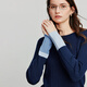 Chuyu Knitwear Women's 2025 Autumn New Contrast Color Splicing Sleeves Slimming Pit Strips Wool Soft Waxy Top Dark Blue L