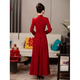 SAIDELE Wedding Toast Wear 2025 New Bride Light Luxurious Engagement Dress Back Door Service Autumn and Winter Cheongsam Chinese Wedding Dress for Women Burgundy M