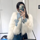 Madian 2025 New Denim Splicing Furry Autumn and Winter Imitation Fur Women's Cotton Thickened Small High Waist Fashion Short Jacket White M Recommended 80-100Jin Jin is equal to 0.5 kg