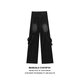 Kefeiwo American High Street Vibe Retro Heavy Industry Old Wäschel Jeans Deconstruction Spleißdesign Gerade Weitbeinhose CLH-T1695 Schwarz (mit Gürtel) 2xl (empfohlenes Gewicht 135-150jin [Jin entspricht 0,5 kg])