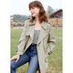 Betu women's spring new style windbreaker British style mid-length windbreaker that covers the flesh and looks slimming for women 2401T48 light khaki green M