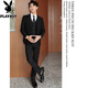 Playboy Suit Men's Korean Slim Top Jacket Groomsmen Wedding Business Professional Formal Small Suit Men Two-Button Black Top XL