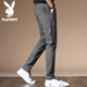 PLAYBOY Casual Pants Men's Autumn and Winter Pants Men's Korean Slim Fashion Small Feet Solid Color Business Men's Pants Gray 32