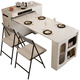 Yupin Haoting Slate Island Table Small Household Cream Retro Style Retractable Folding Mobile Sideboard Integrated Dining Table Zunyao Edition Island Table + Folding Chairs*2 With Tea Maker