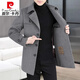 皮尔卡丹（pierre cardin）2024新款冬季高档毛呢大衣男士双面呢中长款羊毛呢子外套男西装领 805黑色【羽绒内胆】 2XL 【145-160斤】
