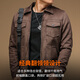 Jiyan Chao Luxury Leather Jacket Men's Winter Velvet Thickened Windproof Warm Lapel Multi-Pocket Men's Casual Jacket Coat Premium Khaki 2XL