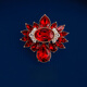 Haikai Brooch Women's Red Crystal Suit Brooch Luxury Jewelry Valentine's Day Birthday Gift for Wife and Girlfriend Hinata Flower Red Crystal Brooch
