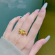BXE Gold 9999 Bow Ring Fugitive Princess Live Ring Holiday Gift for Girlfriend or Wife Gold Bow Ring 1.56g