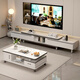 Zhuohe TV cabinet modern minimalist living room home new small apartment retractable floor-standing slate coffee table TV cabinet combination thickened board | retractable 160-220CM | warm white (white texture) self-assembly (with installation video)