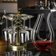 RIDOSS new red wine glass decanter set household high-end cup holder European large wine crystal goblet romantic style * 6 + with handle + golden smooth sailing rack