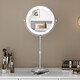 Large LED makeup mirror that can be raised and lowered, telescopic double-sided mirror with light, desktop magnifying mirror, height-adjustable 9 inches_Silver_Straight pole_5x magnification