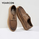 Yierkan leather shoes men's business casual shoes simple lace-up British gentleman soft-soled flat shoes 96835W yellow brown 41