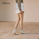 73 Stunden Frauenschuhe faule Stimmung 2024 Neue Winterstiefel High Heel Fashion Stiefel nackte Stiefel kurze Stiefel Frauen schwarz 34