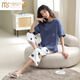 Modal Pyjamas für Frauen im Frühling und Sommer reines Baumwoll neue dünne kurzärmelige Hosen für Sommer-Frauen-Hauskleidung Lose großer HJF684-Gray-Blau-Cotton XL (Gewicht 120-140jin [Jin gleich 0,5 kg]))