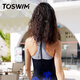 TOSWIM swimsuit women's one-piece professional competitive training swimsuit sleeveless triangle sexy backless slim swimsuit swimming three-piece set swimsuit + swimming goggles + swimming cap M height 160-164cm/weight 45-51kg