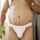 Men's low-waist double thong sexy briefs gay free fat bear plus size thong briefs white M recommended 50-60 kg